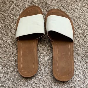 Soda White Slide Flat Sandals